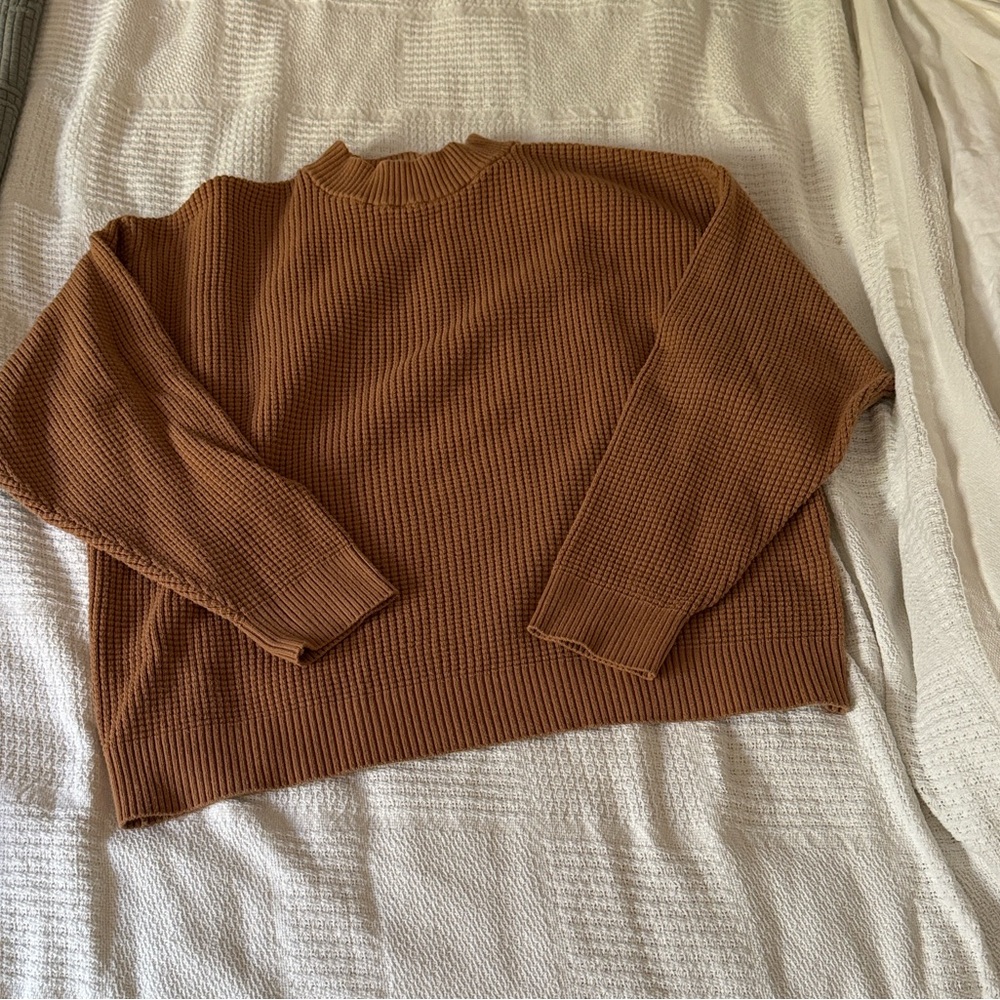 TNA Cozy Waffle Crew Neck Brown Women's Sweater